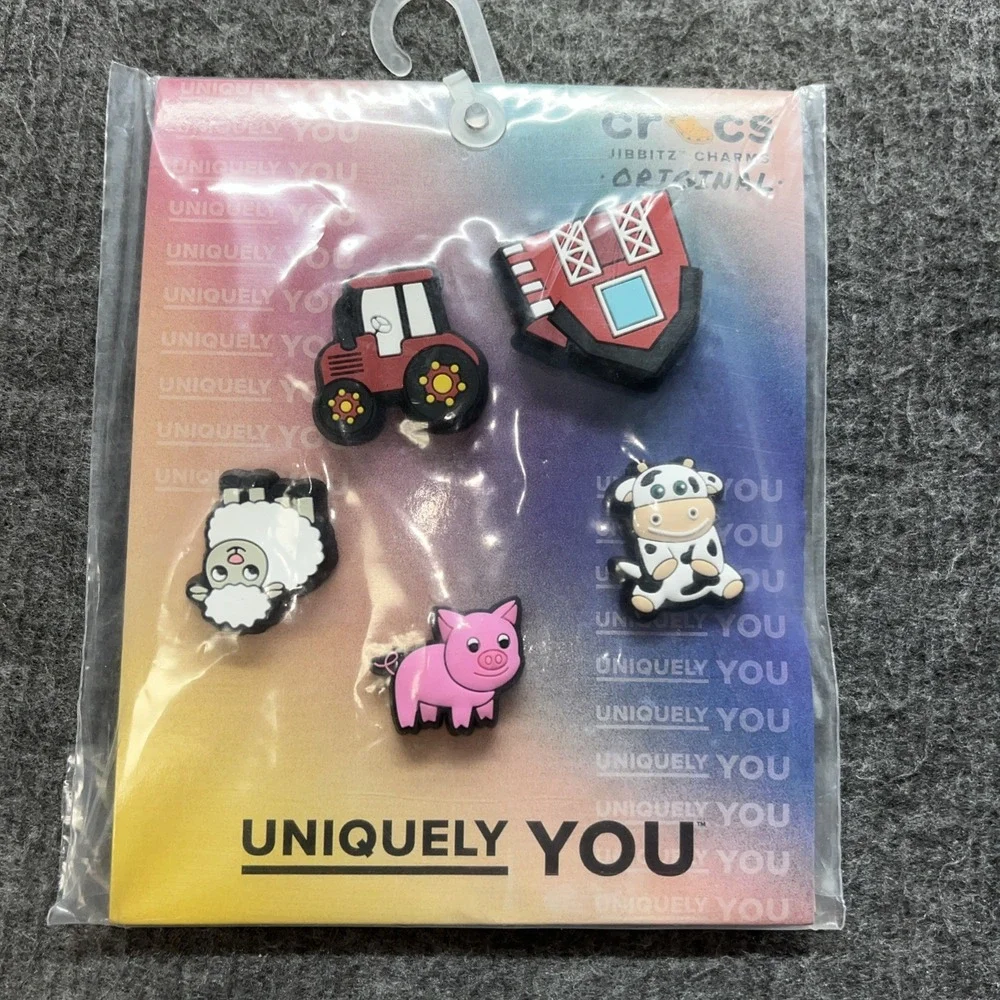 New Authentic Crocs Jibbitz 5-Pack Charms Set -Cutesey Farm Animal 5 Pack